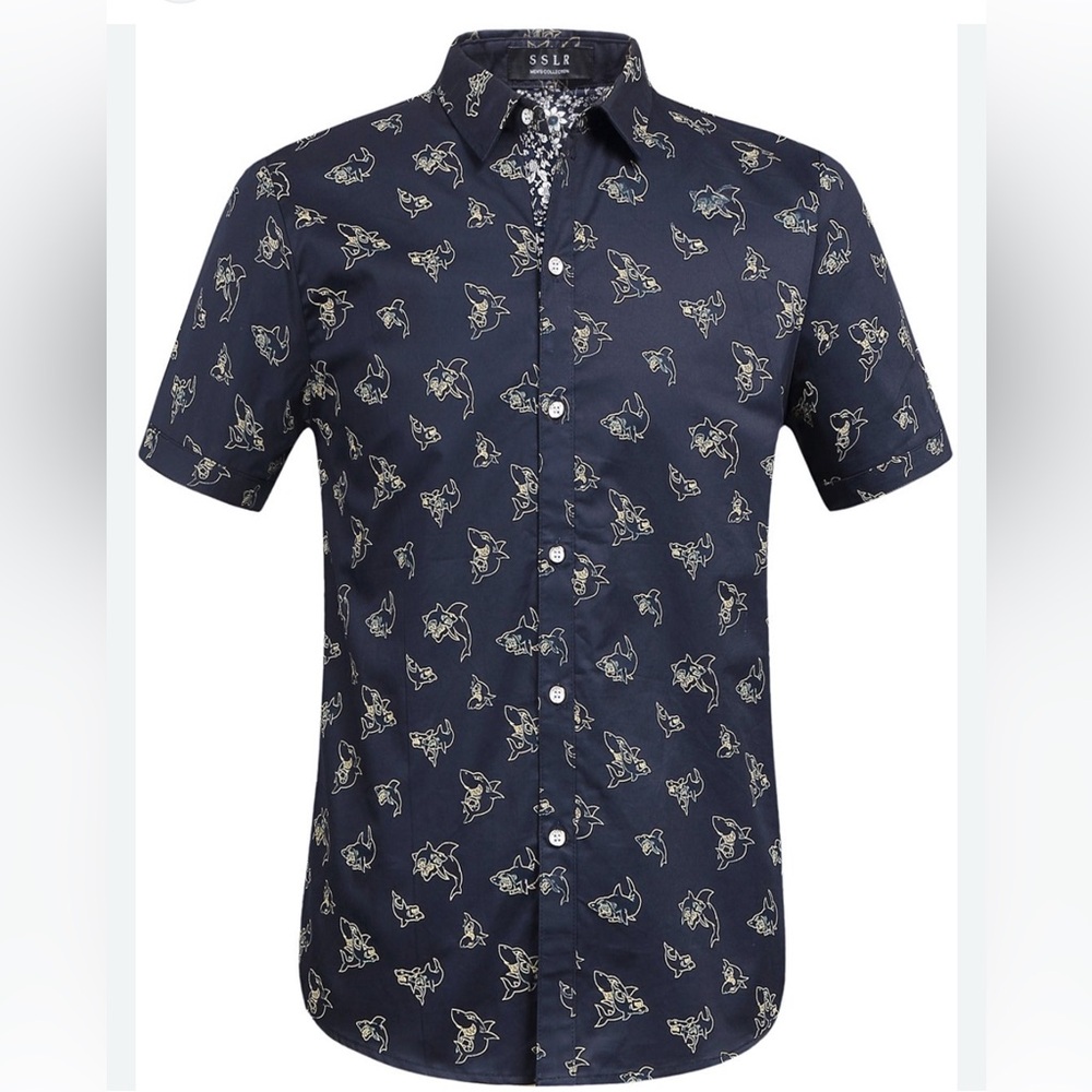 SSLR Men's Navy‎ Floral Casual Shirt